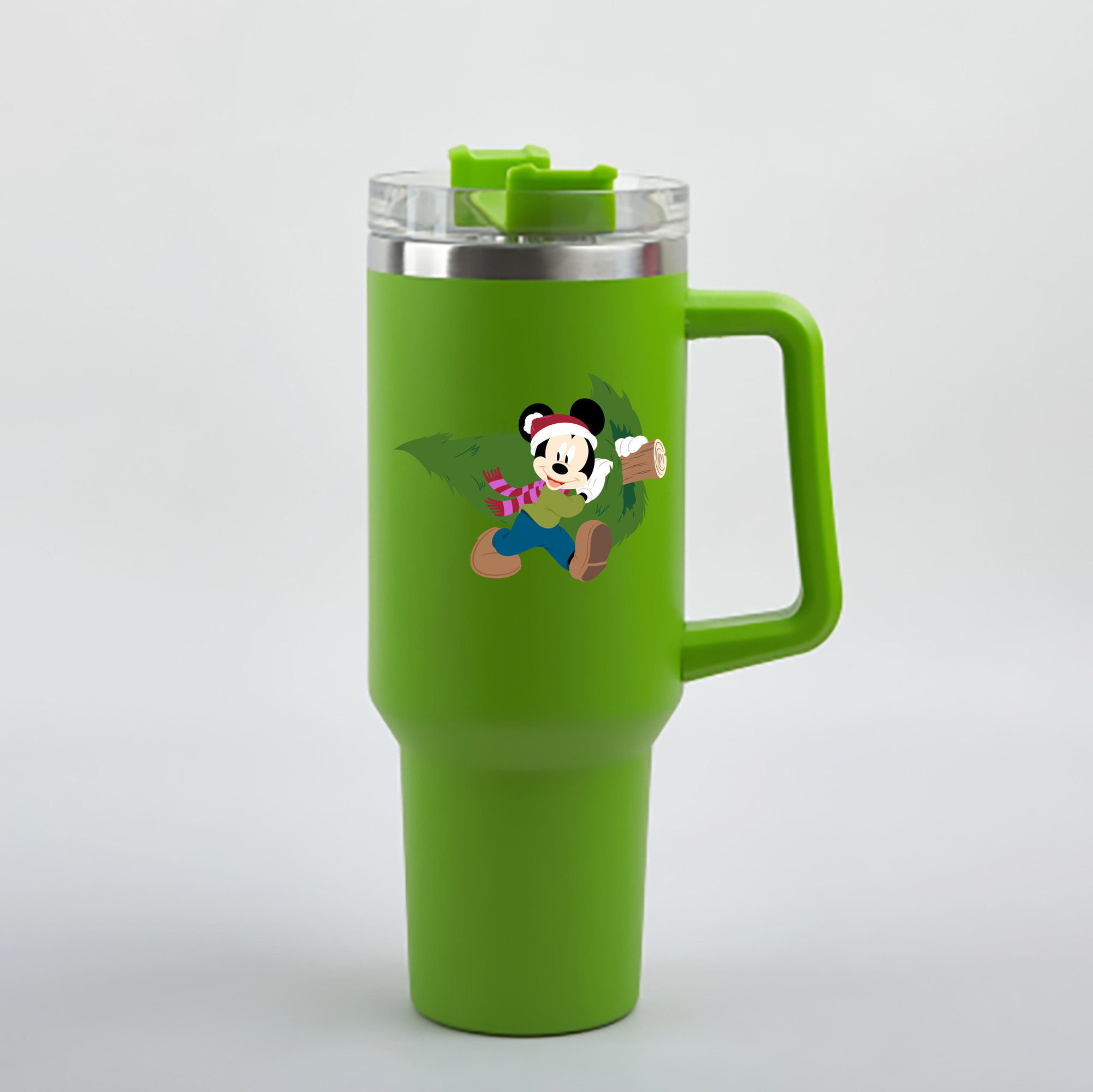 （画像用） ミッキーマウス Mickey Mouse 1200mL車用タンブラー - クリスタルステッカー（プラスチックストロー付き）
